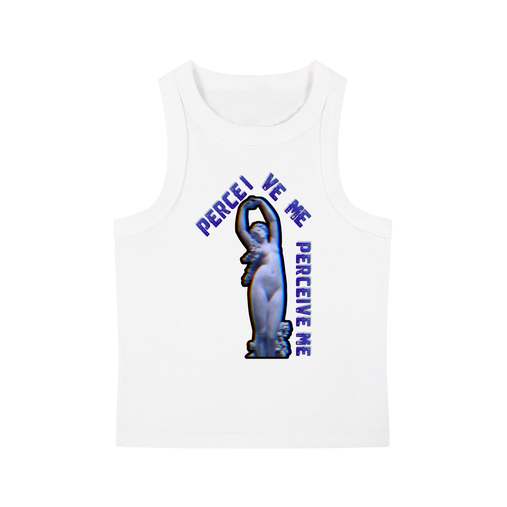 "Perceive Me" Statue Snow Washed Tank Top